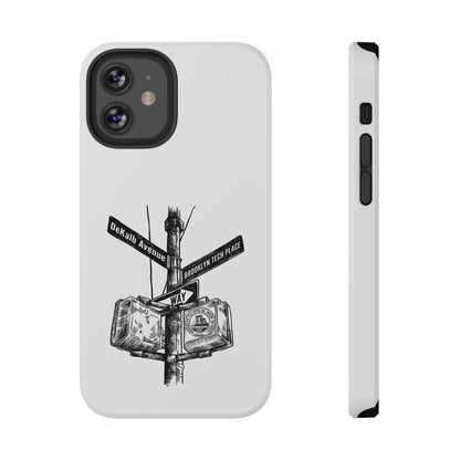 Dekalb Ave & Brooklyn Tech Pl (black graphic) - Impact-Resistant Phone Cases - White