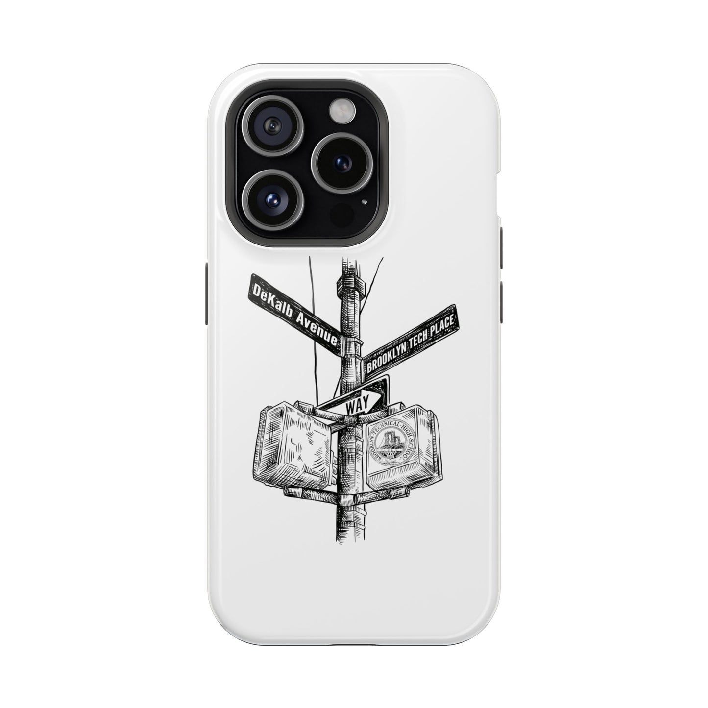 Dekalb Ave & Brooklyn Tech Pl - Impact-Resistant Phone Cases - White