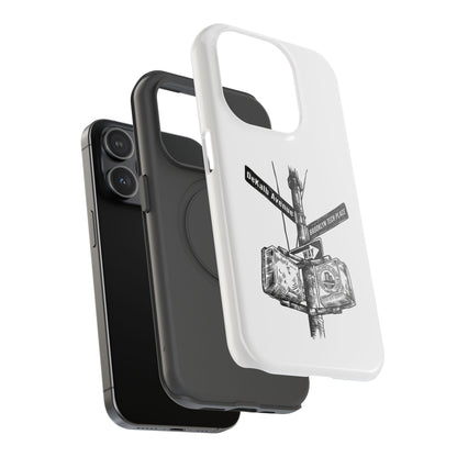 Dekalb Ave & Brooklyn Tech Pl (black graphic) - Impact-Resistant Phone Cases - White