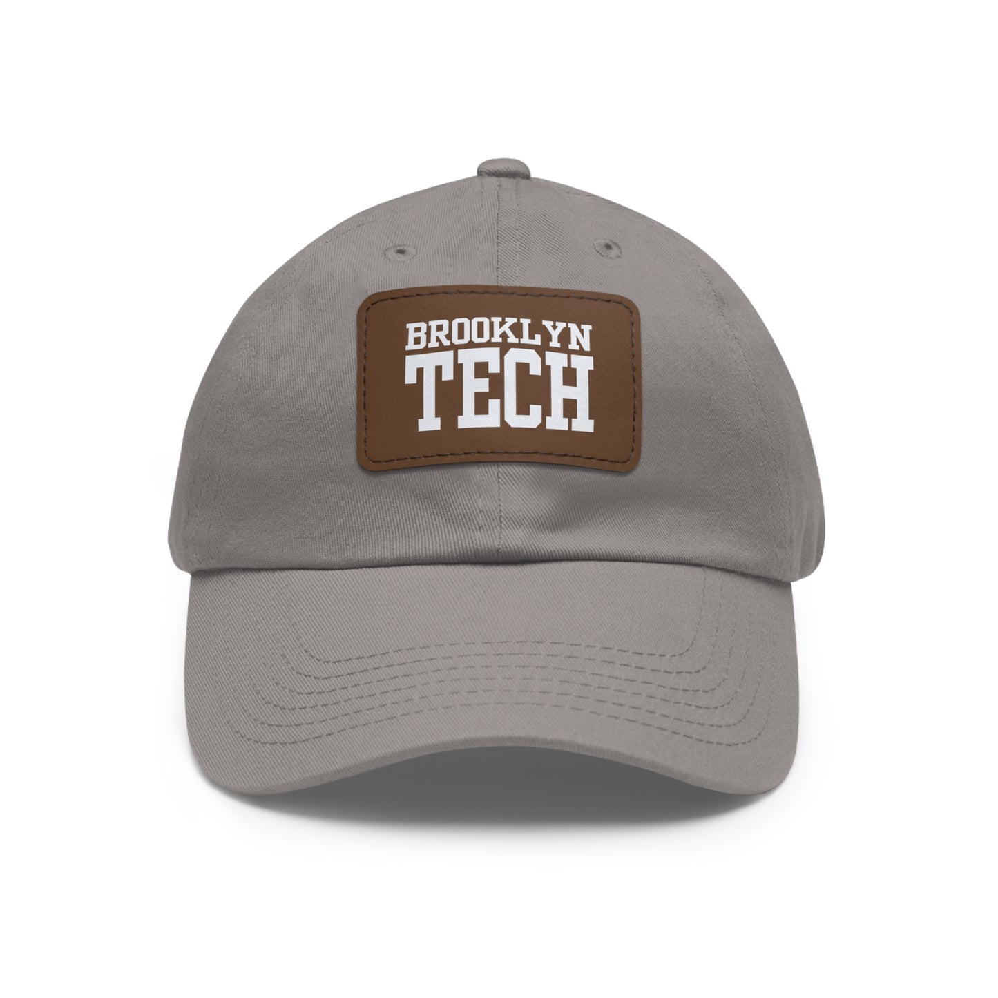 Brooklyn Tech - Hat With Leather Patch - Classic White Font (rectangle)