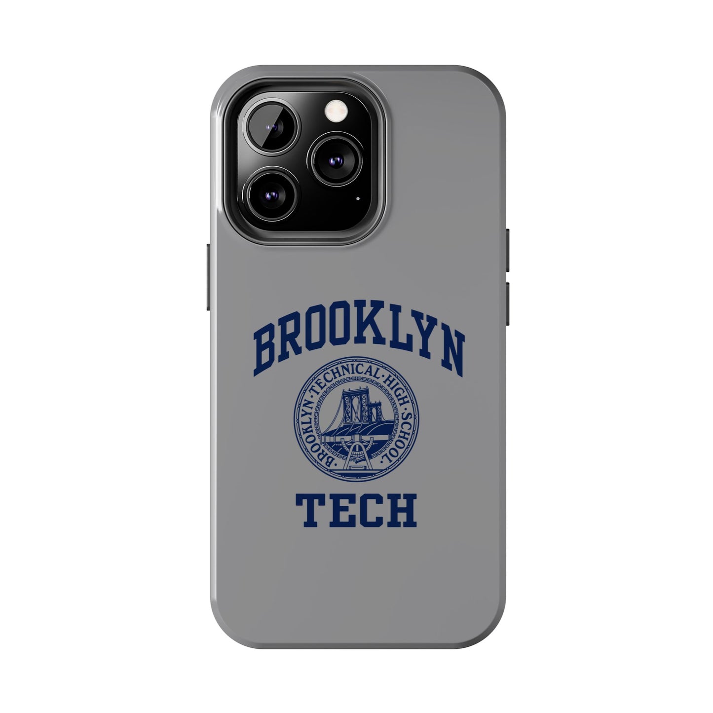 Classic Logo with Brooklyn Tech - Tough Phone Case - Grey with Navy-Blue graphics