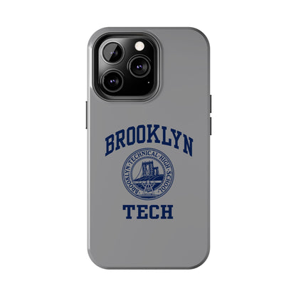 Classic Logo with Brooklyn Tech - Tough Phone Case - Grey with Navy-Blue graphics