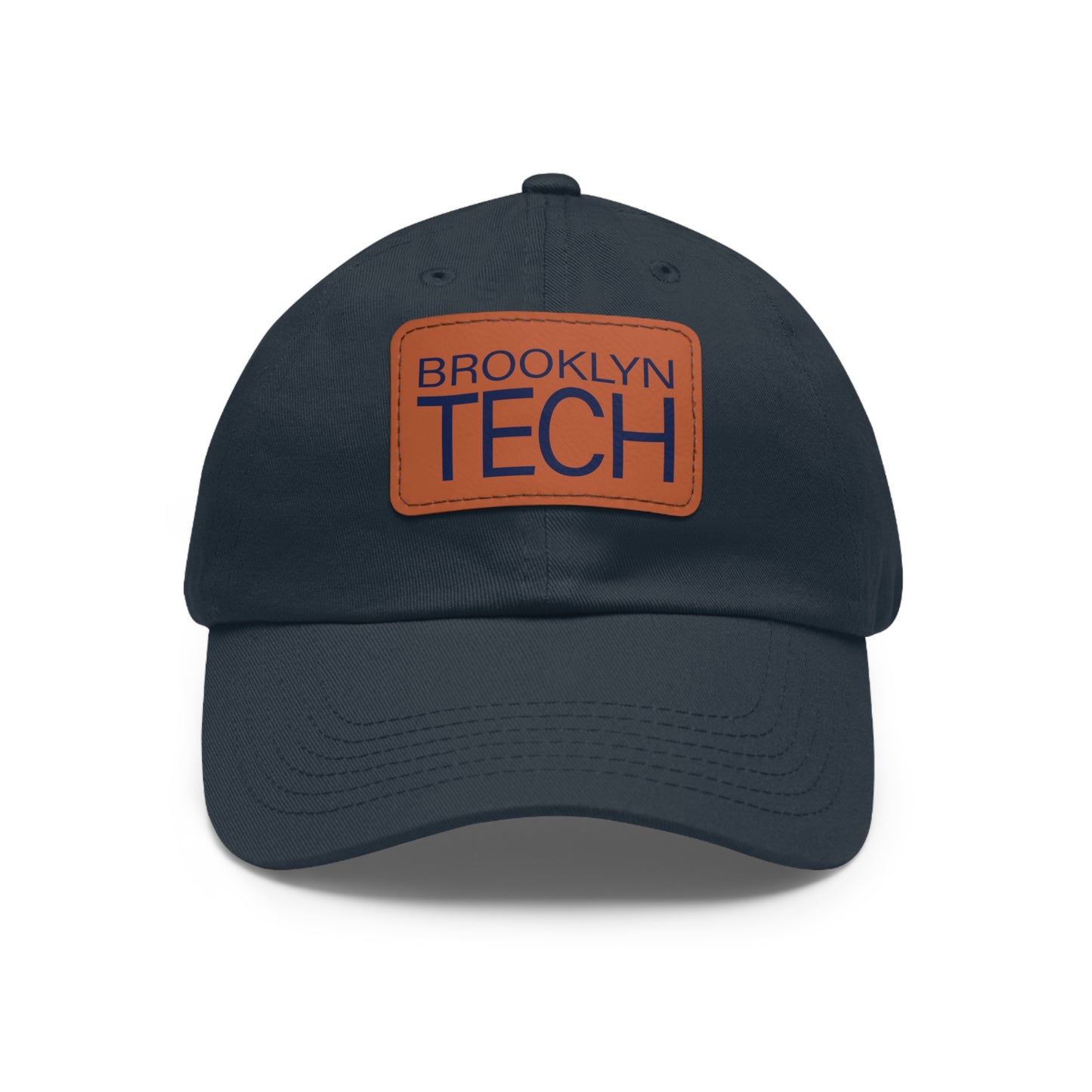 Modern Brooklyn Tech - Hat With Rectangular Leather Patch - Navy