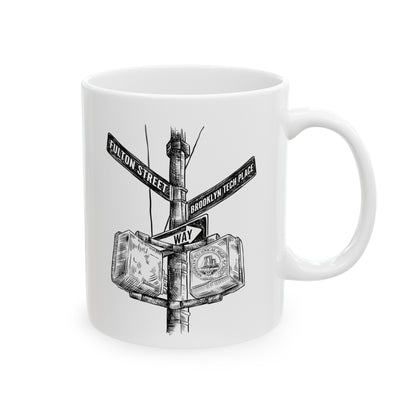 Fulton St & Brooklyn Tech Pl - Ceramic Mug, (11oz, 15oz) - B&w