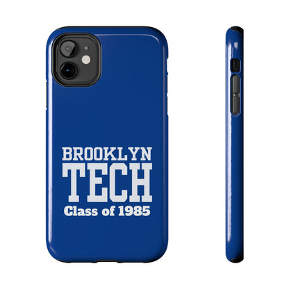 Brooklyn Tech Class Of 1985 Tough Phone Case - Navy-Blue With White Graphics