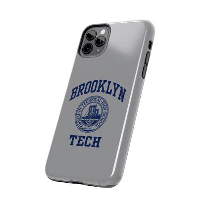 Classic Logo with Brooklyn Tech - Tough Phone Case - Grey with Navy-Blue graphics