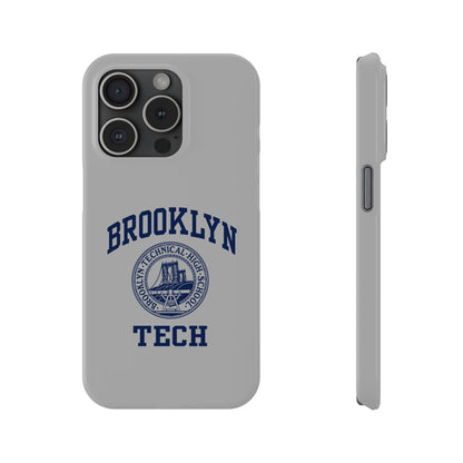 Brooklyn Tech Slim Phone Case - Grey with Navy-Blue Logo