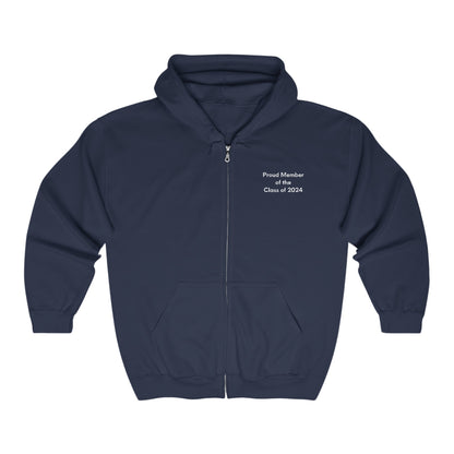 Classic Tech Logo (back) - Men's Heavy Blend Full Zip Hoodie Sweatshirt - Proud Member Of The Class Of 2024