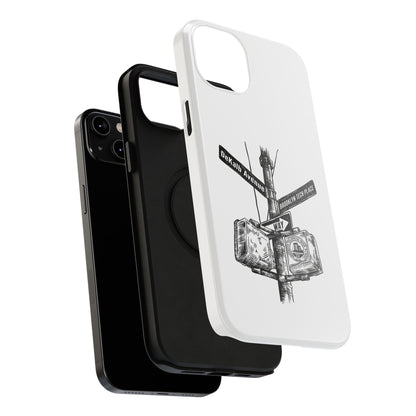 Dekalb Ave & Brooklyn Tech Pl (black graphic) - Impact-Resistant Phone Cases - White