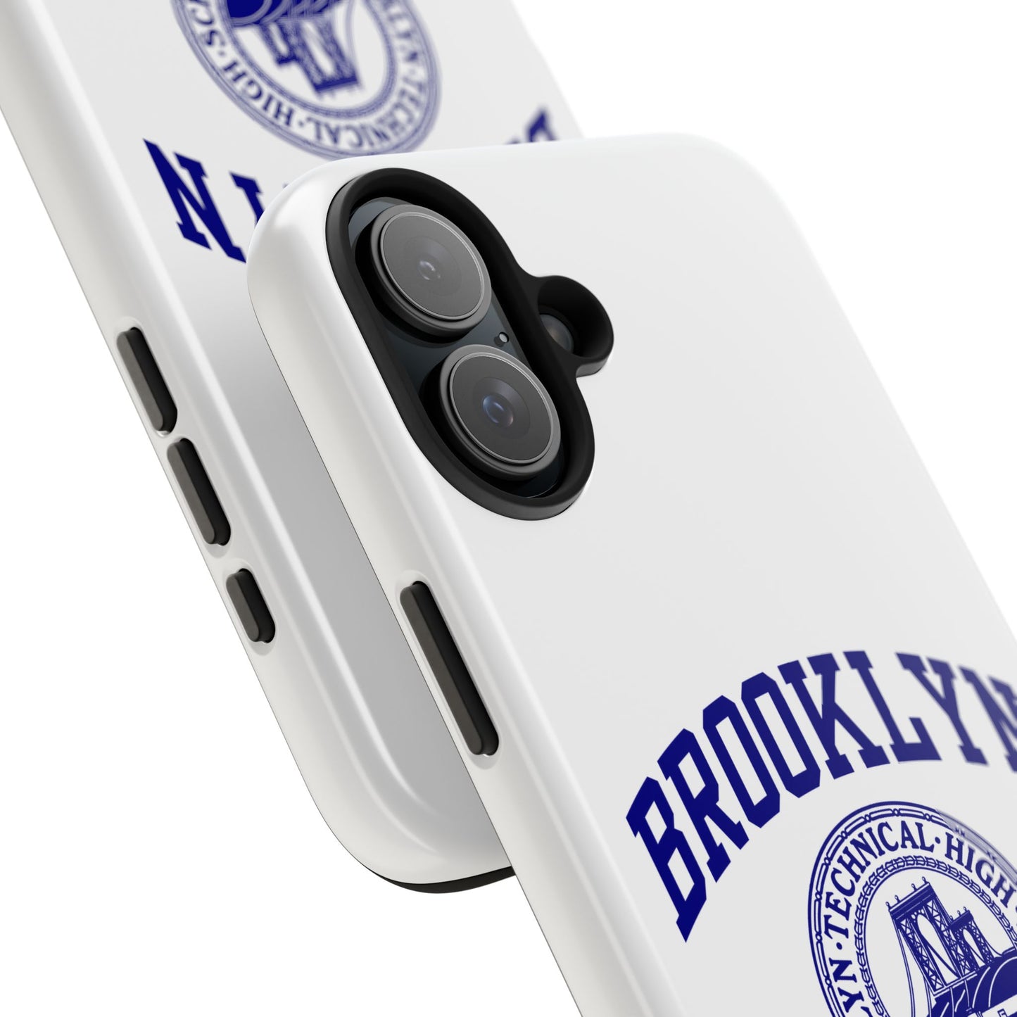 Brooklyn Tech Classic Logo - Tough Phone Cases - White with navy-blue graphic