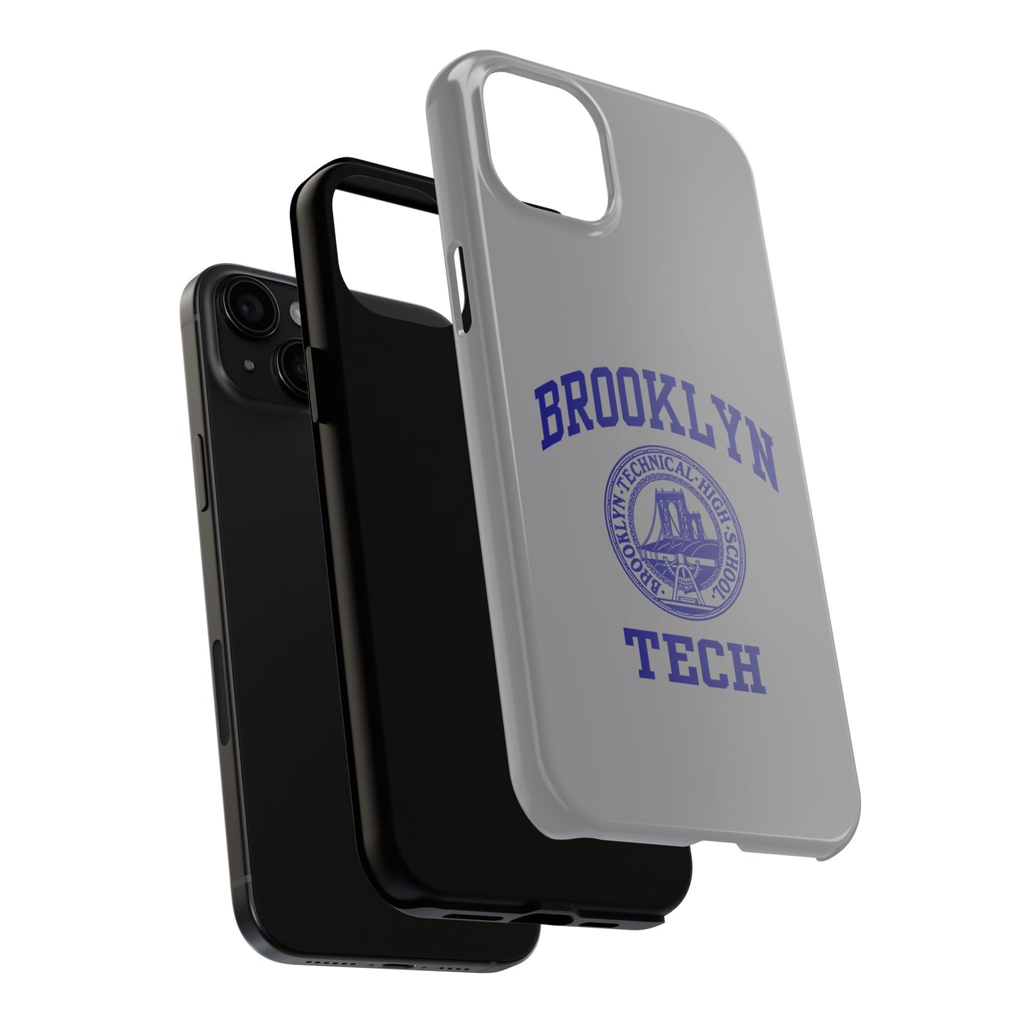 Brooklyn Tech Classic Logo - Tough Phone Case - Grey with Navy-Blue graphics