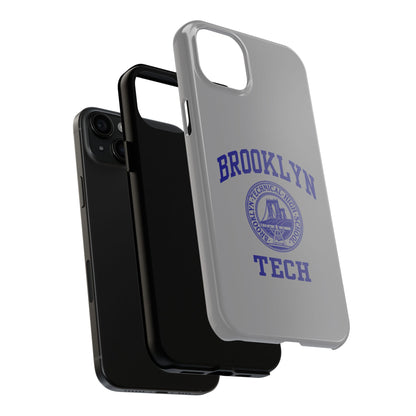 Brooklyn Tech Classic Logo - Tough Phone Case - Grey with Navy-Blue graphics