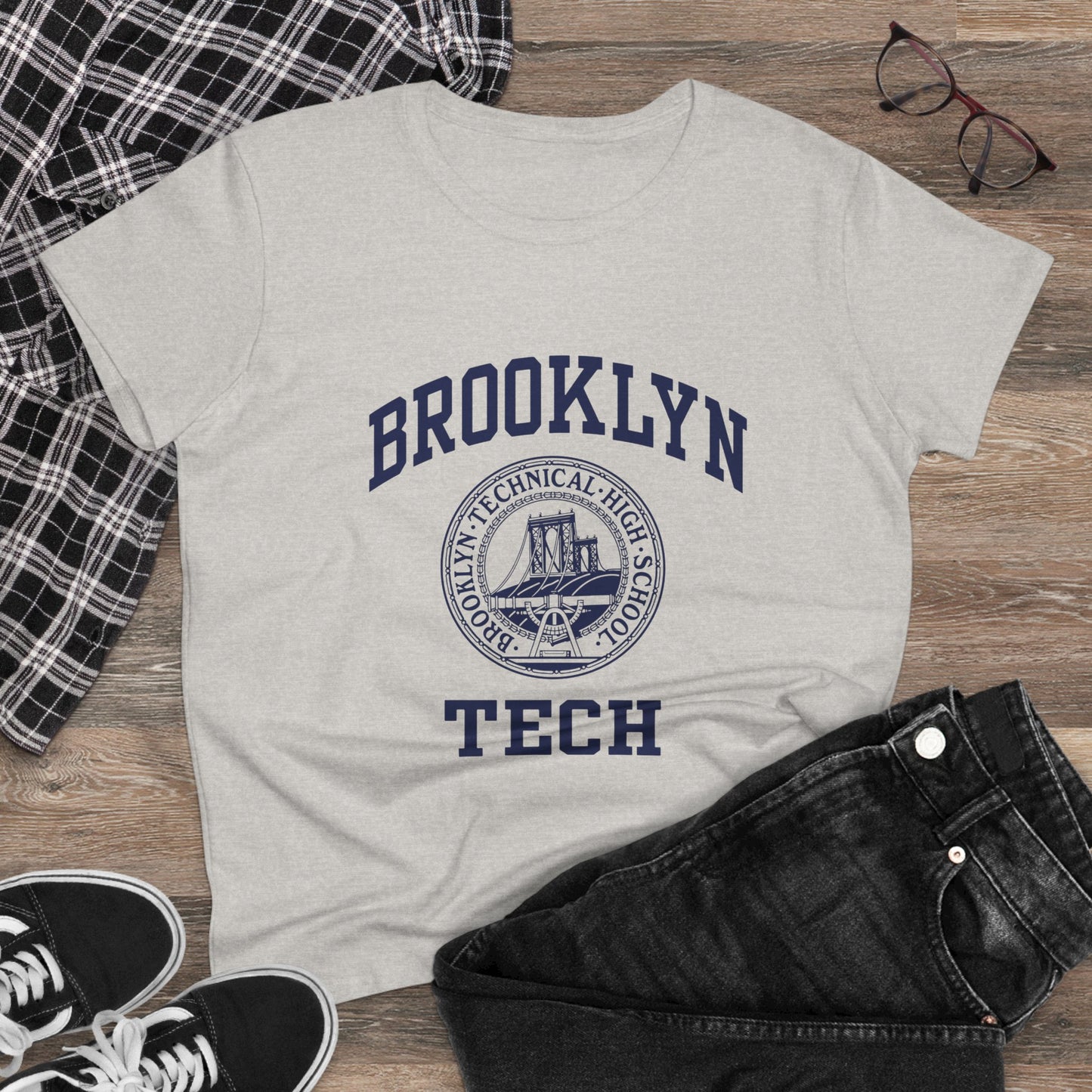 Classic Logo with Brooklyn Tech - Gildan's Ladies Midweight Cotton T-Shirt