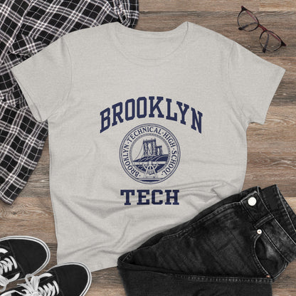 Classic Logo with Brooklyn Tech - Gildan's Ladies Midweight Cotton T-Shirt