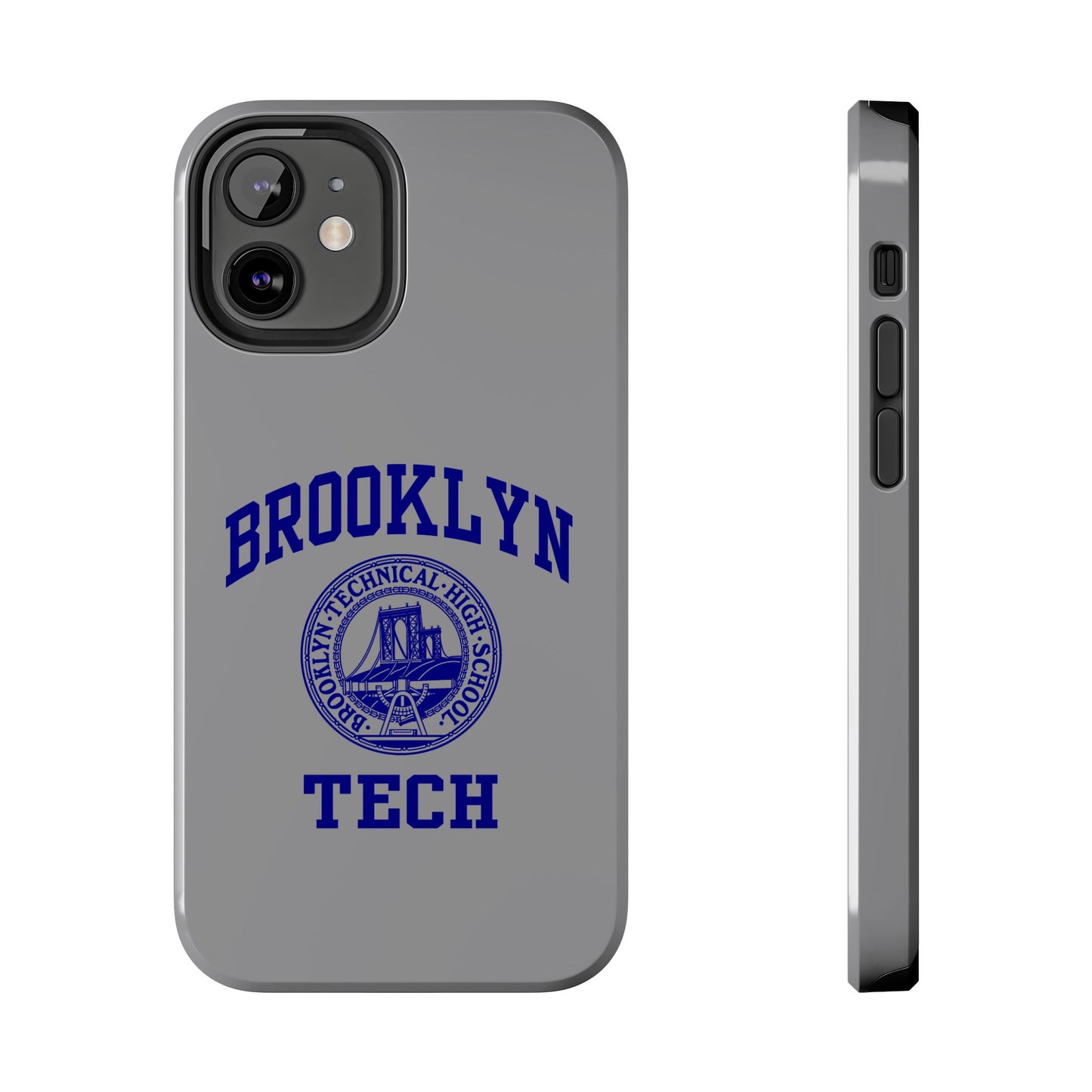 Brooklyn Tech Classic Logo - Tough Phone Case - Grey with Navy-Blue graphics