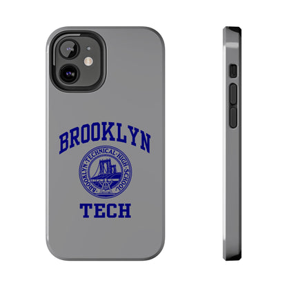 Brooklyn Tech Classic Logo - Tough Phone Case - Grey with Navy-Blue graphics