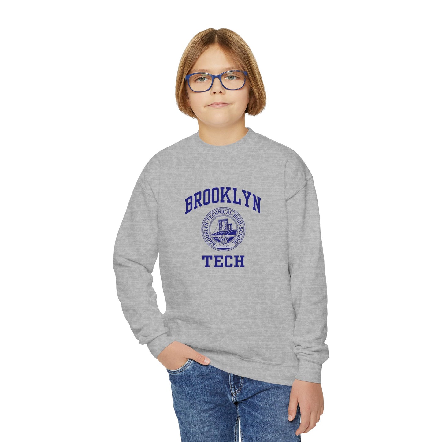 Family - Brooklyn Tech Classic Logo - Youth Crewneck Sweatshirt