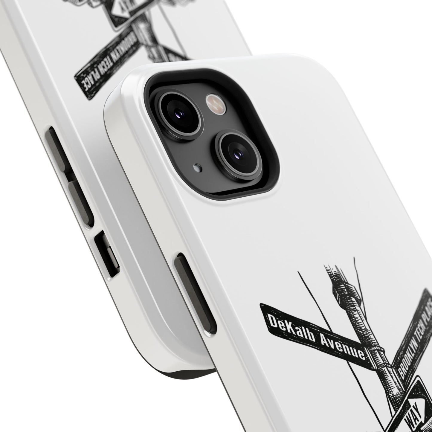 Dekalb Ave & Brooklyn Tech Pl (black graphic) - Impact-Resistant Phone Cases - White