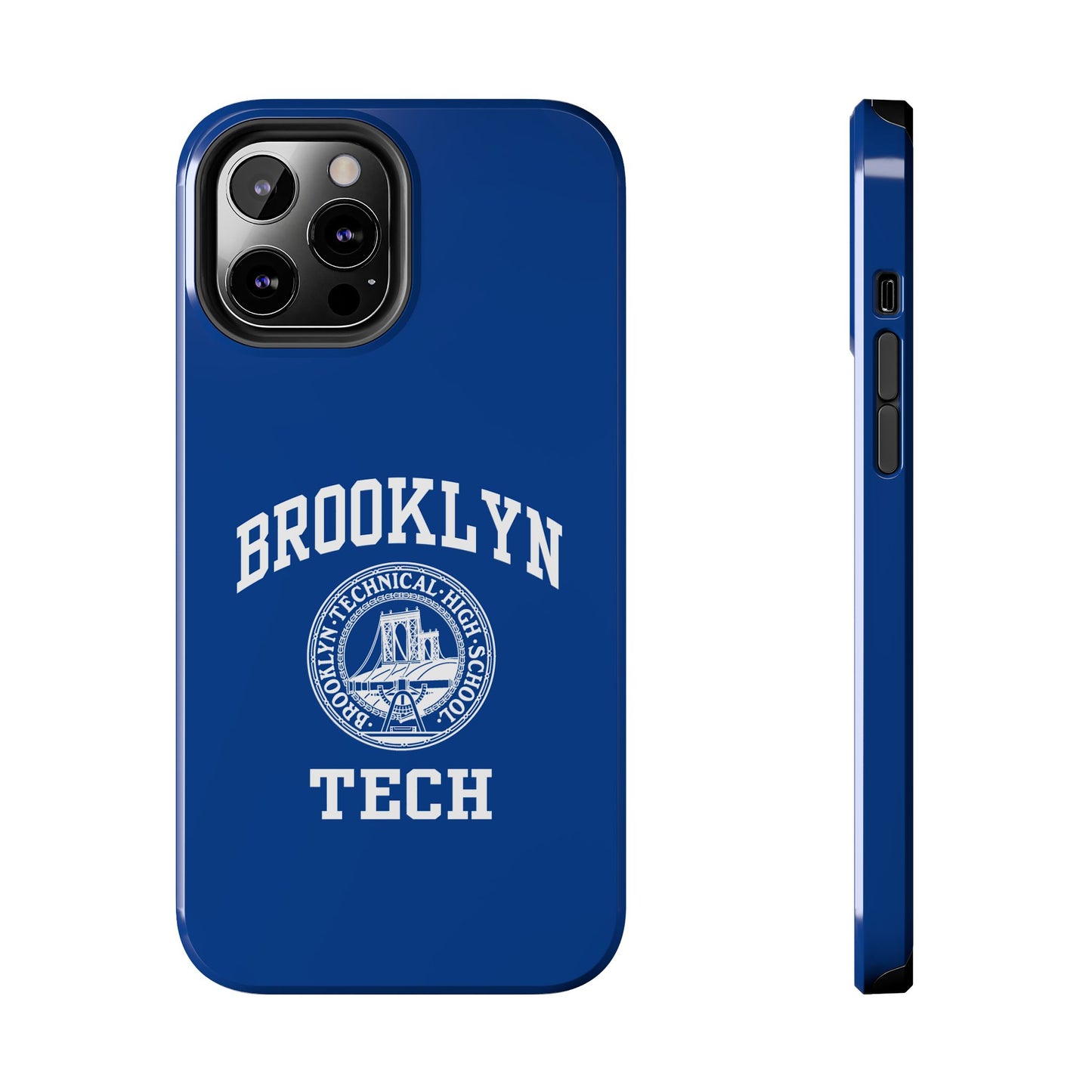 Brooklyn Tech Classic Logo - Tough Phone Cases - Navy blue with white graphics