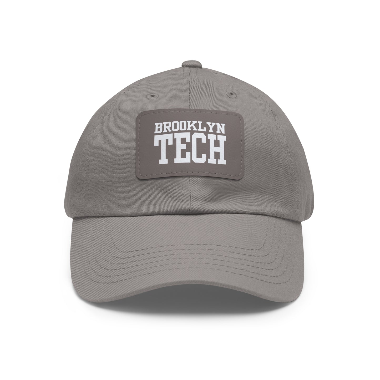 Brooklyn Tech - Hat With Leather Patch - Classic White Font (rectangle)