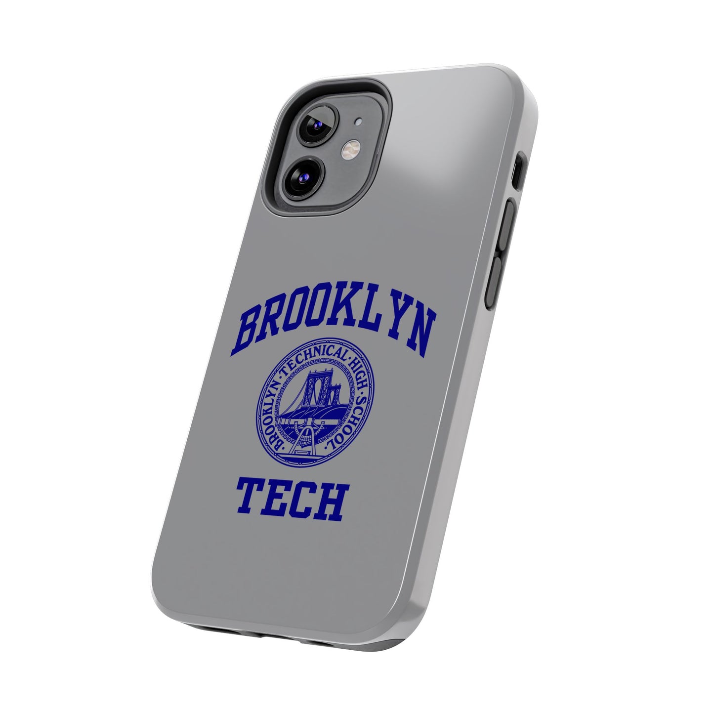 Brooklyn Tech Classic Logo - Tough Phone Case - Grey with Navy-Blue graphics
