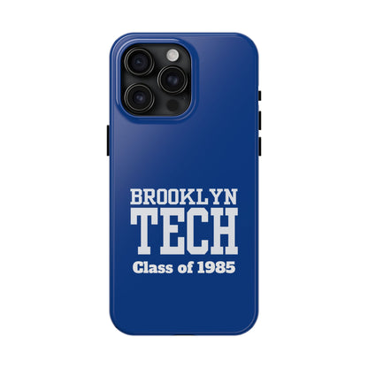 Brooklyn Tech Class Of 1985 Tough Phone Case - Navy-Blue With White Graphics