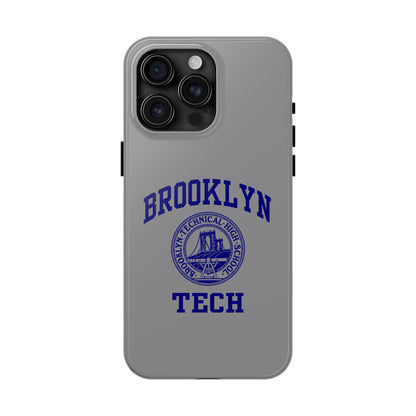 Brooklyn Tech Classic Logo - Tough Phone Case - Grey with Navy-Blue graphics