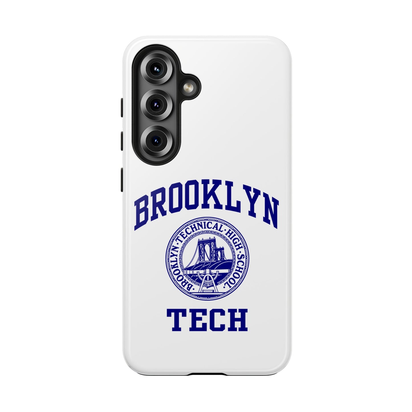 Brooklyn Tech Classic Logo - Tough Phone Cases - White with navy-blue graphic