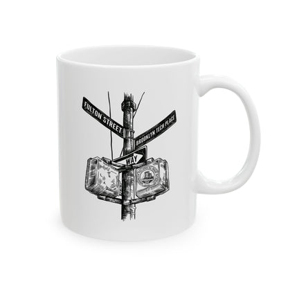 Fulton St & Brooklyn Tech Pl - Ceramic Mug, (11oz, 15oz) - B&w