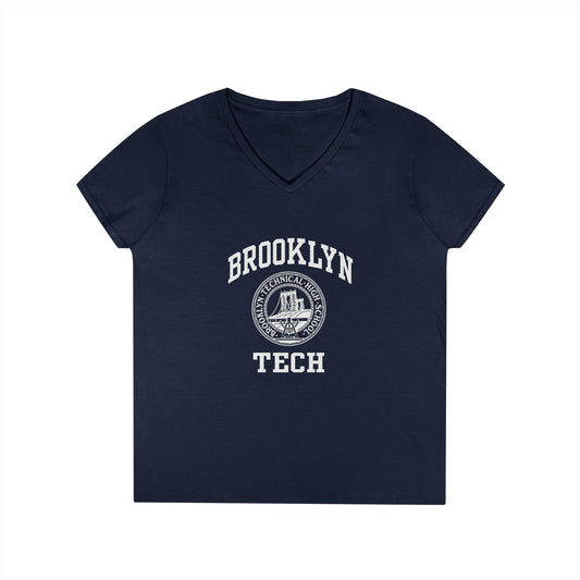 Classic Logo with Brooklyn Tech - Ladies' V-Neck T-Shirt