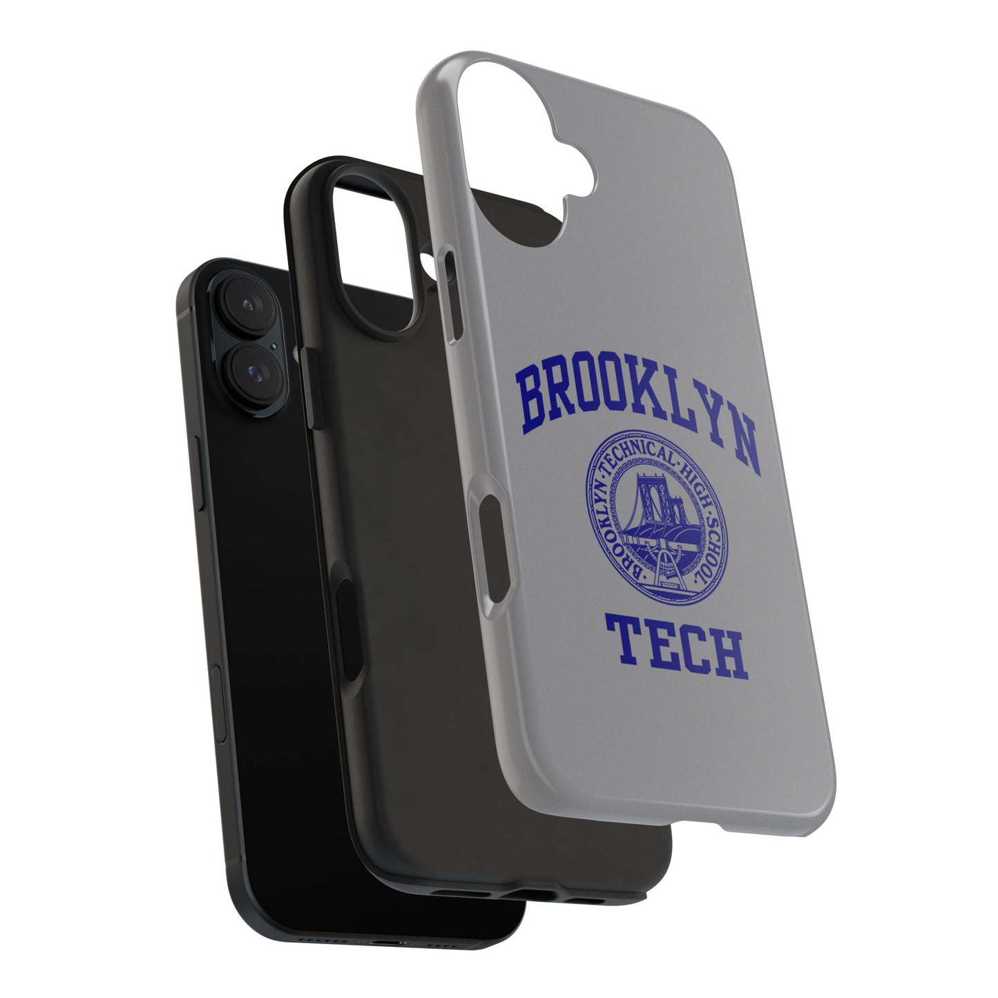 Brooklyn Tech Classic Logo - Tough Phone Case - Grey with Navy-Blue graphics