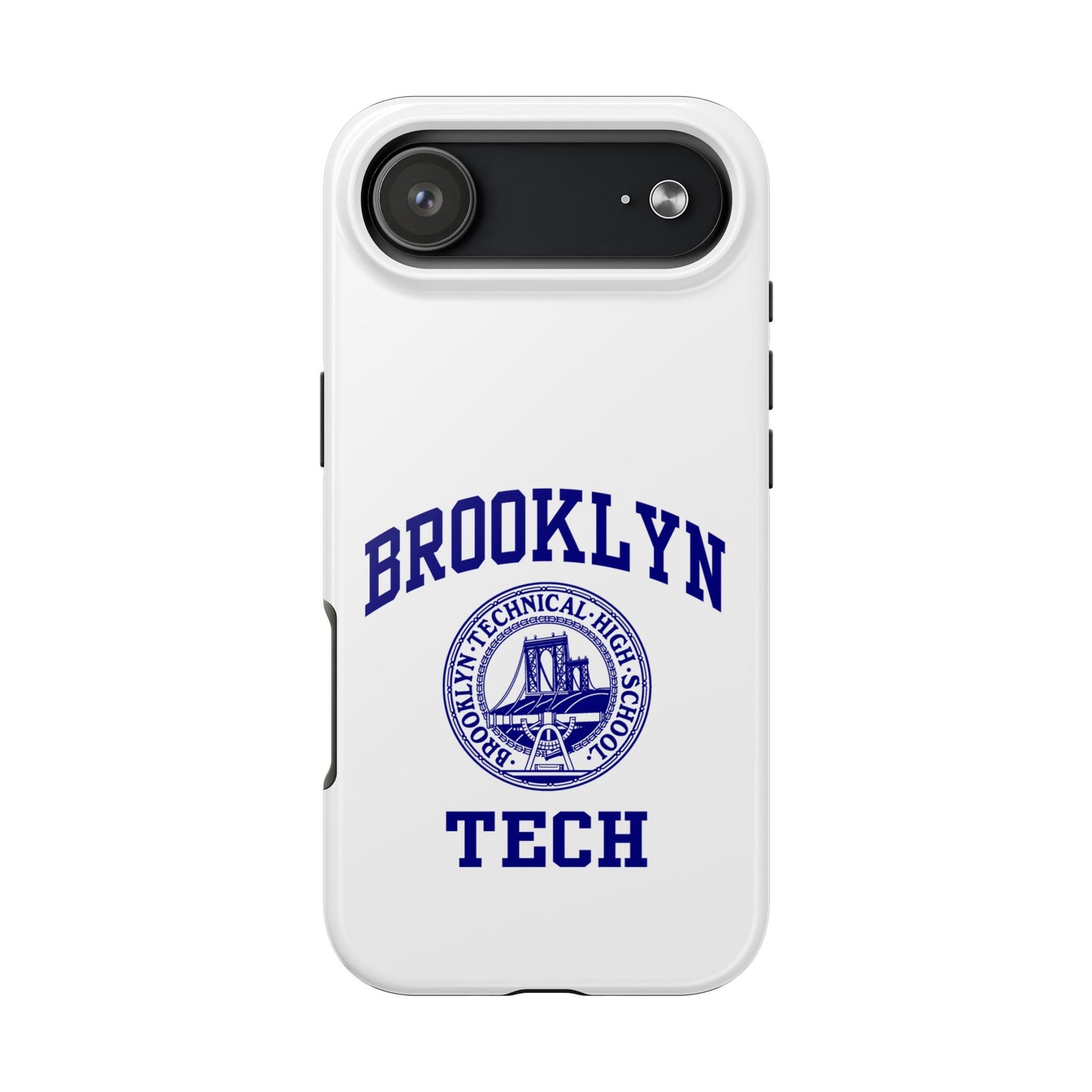 Brooklyn Tech Classic Logo - Tough Phone Cases - White with navy-blue graphic