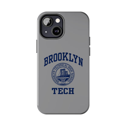 Classic Logo with Brooklyn Tech - Tough Phone Case - Grey with Navy-Blue graphics