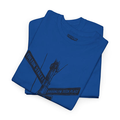 Boutique - Fulton St & Brooklyn Tech Pl - (Black Graphic) Men's Heavy Cotton T-Shirt