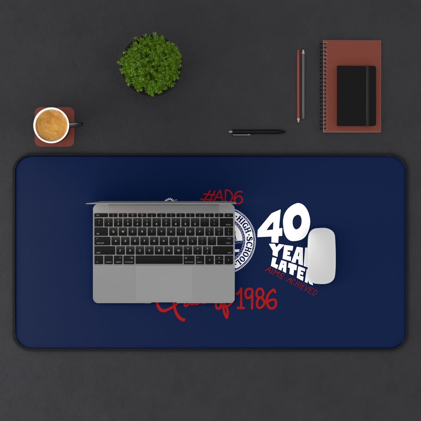 Class of 1986 Alumni 40th Reunion Desk Mat — White logo