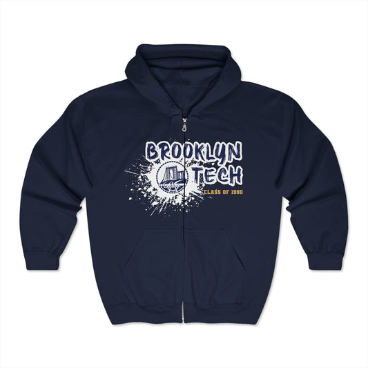 Class Of 1990 Commemorative Unisex Heavy Blend™ Full Zip Hooded Sweatshirt - Gold Font