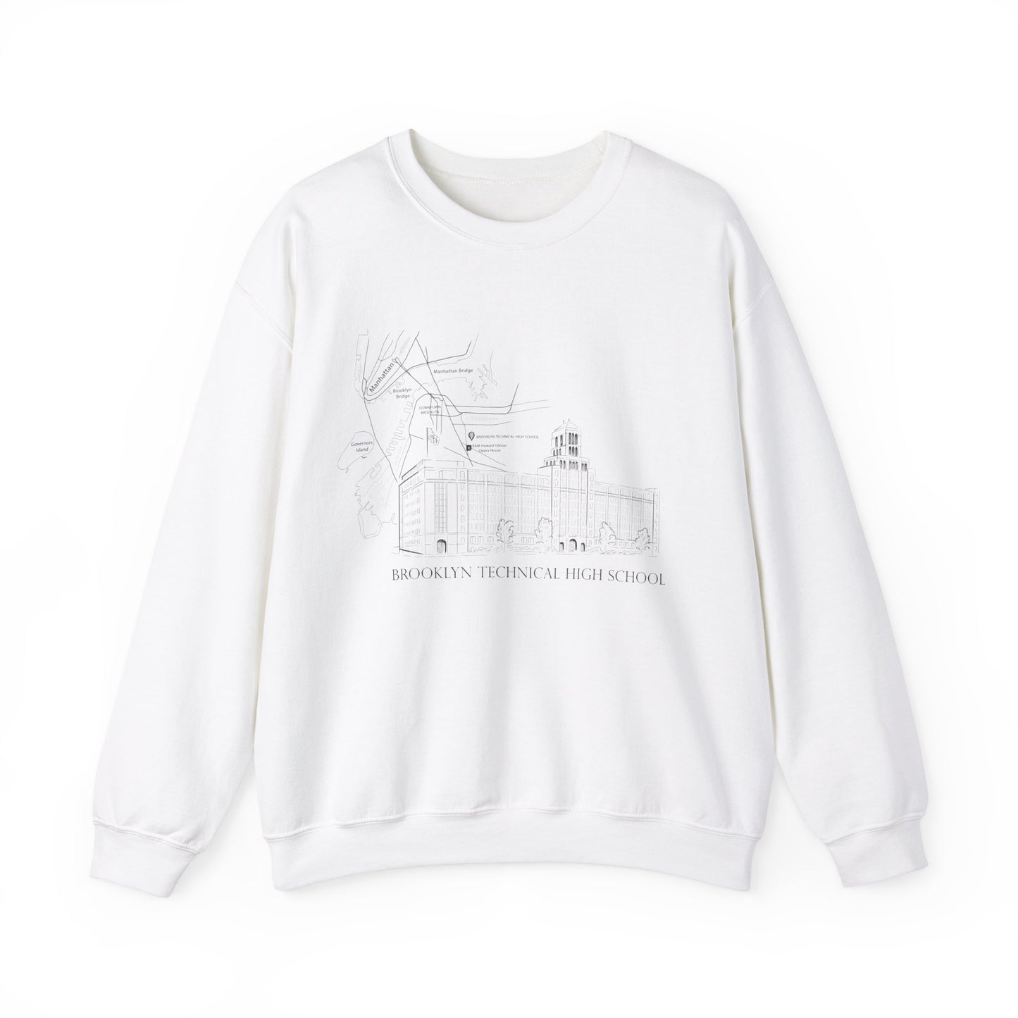 Boutique - Monochrome Building & Map - Men's Heavy Blend Crewneck Sweatshirt