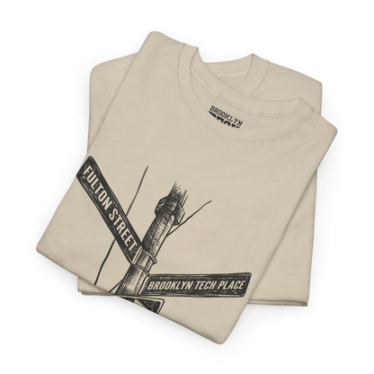 Boutique - Fulton St & Brooklyn Tech Pl - (Black Graphic) Men's Heavy Cotton T-Shirt
