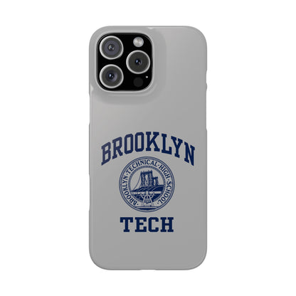 Brooklyn Tech Slim Phone Case - Grey with Navy-Blue Logo