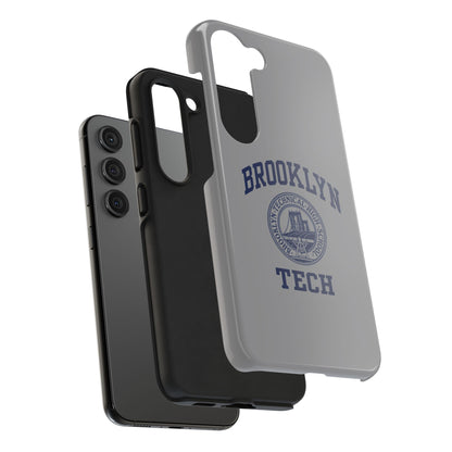 Classic Logo with Brooklyn Tech - Tough Phone Case - Grey with Navy-Blue graphics