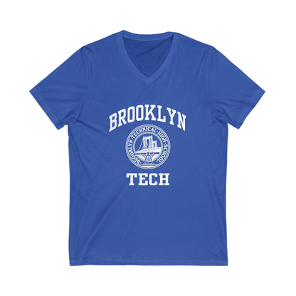 Classic Brooklyn Tech Logo - Men's Short Sleeve V-Neck Jersey