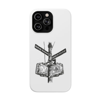 Dekalb Ave & Brooklyn Tech Pl (black graphic) - Impact-Resistant Phone Cases - White