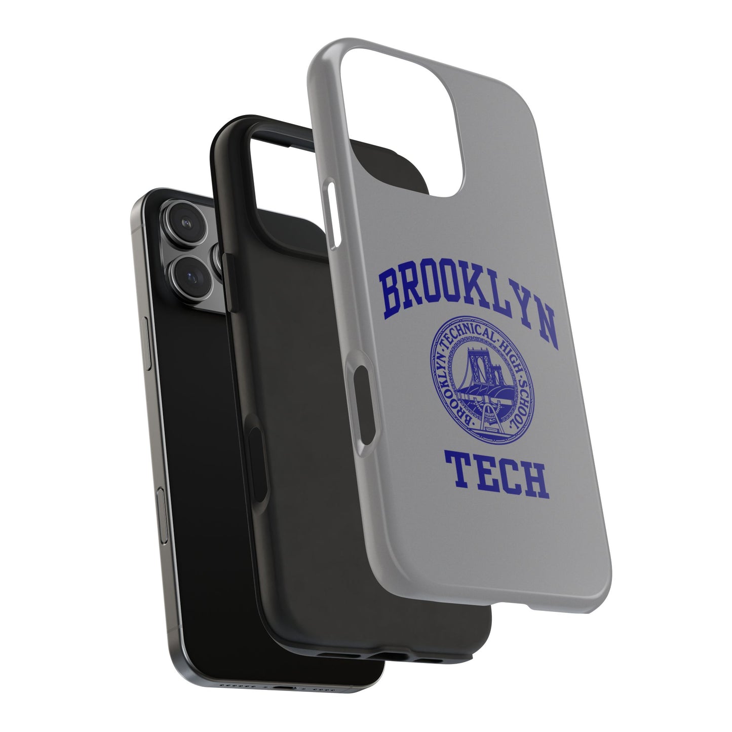 Brooklyn Tech Classic Logo - Tough Phone Case - Grey with Navy-Blue graphics