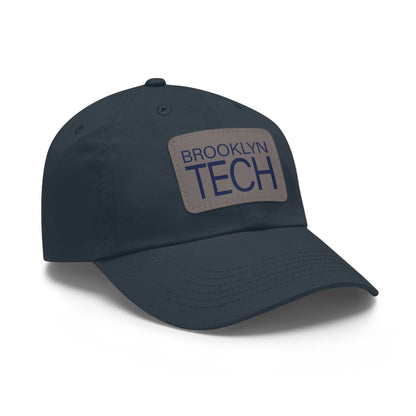 Modern Brooklyn Tech - Hat With Rectangular Leather Patch - Navy