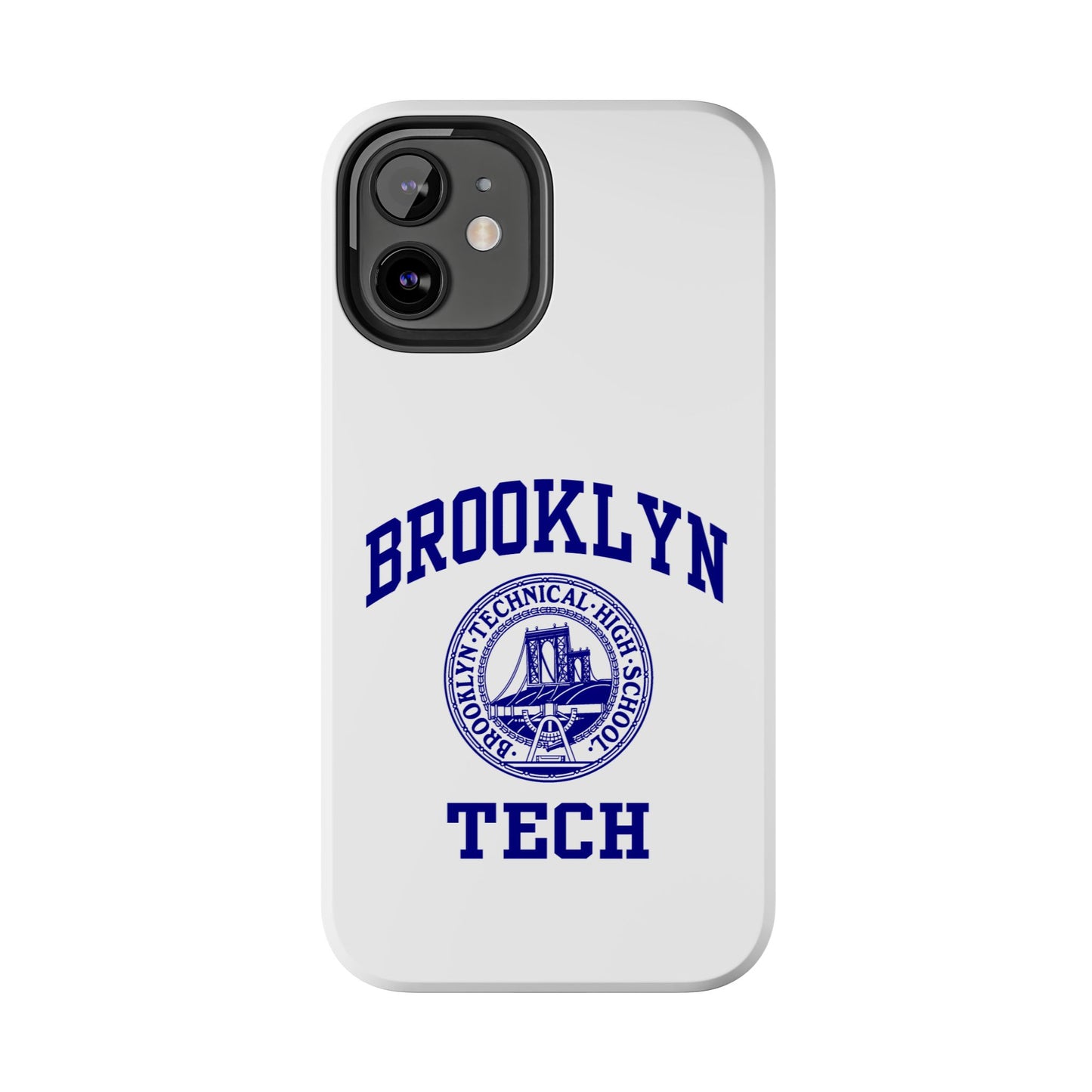 Brooklyn Tech Classic Logo - Tough Phone Cases - White with navy-blue graphic