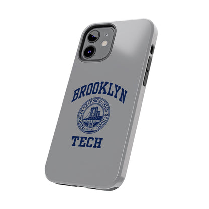 Classic Logo with Brooklyn Tech - Tough Phone Case - Grey with Navy-Blue graphics