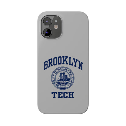 Brooklyn Tech Slim Phone Case - Grey with Navy-Blue Logo