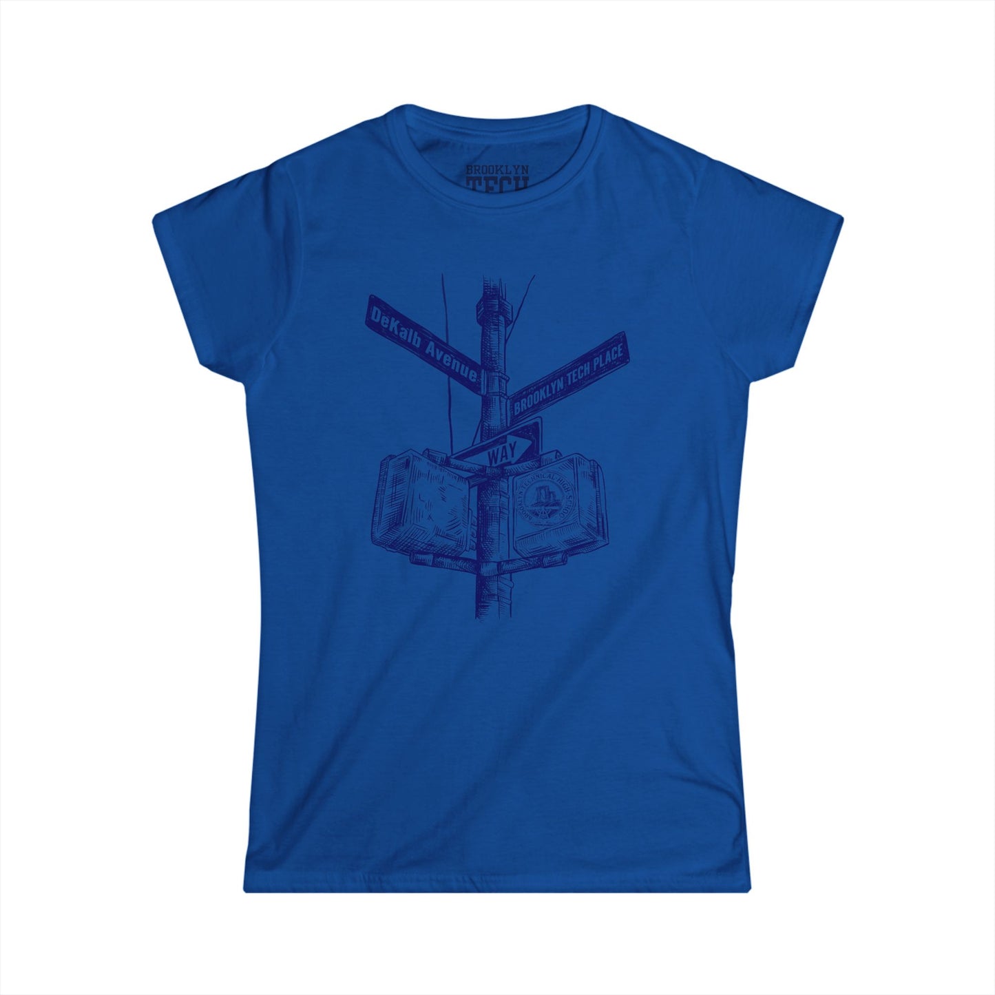 Boutique - Dekalb Ave & Brooklyn Tech Pl. - Ladies Softstyle T-Shirt - Blue Graphic