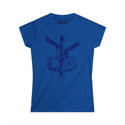 Boutique - Dekalb Ave & Brooklyn Tech Pl. - Ladies Softstyle T-Shirt - Blue Graphic