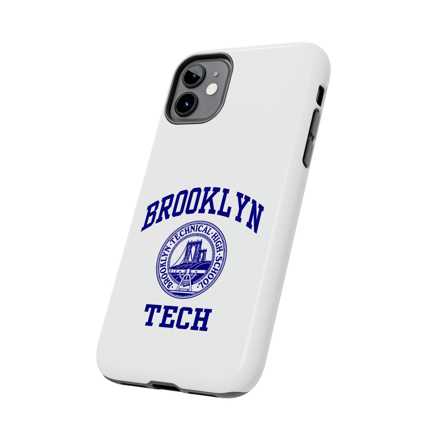 Brooklyn Tech Classic Logo - Tough Phone Cases - White With Navy-Blue Graphic